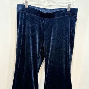 Juicy Couture OG Big Bling Velour Track Pants Navy Rhinestone JUICY Y2K Size L thumbnail 2