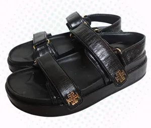 Tory Burch Black Kira Sport Strappy Sandal Gold Logo Size US 9 (w/ OG Box) thumbnail 1