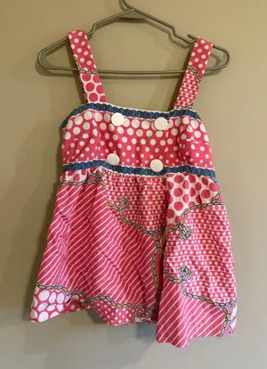 Tibi New York Pink Polka Dot Stripe Silk Cotton Nautical Babydoll Camisole Top 0 thumbnail 1