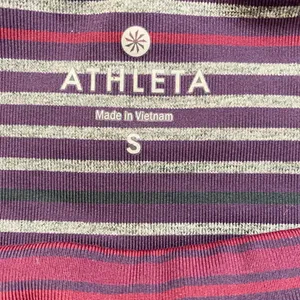 Athleta Womens‎ High Rise Striped Leggings Purple Burgundy Grey Small 349333-01 thumbnail 4