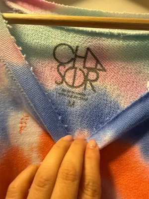 Chaser Tie-Dye Distressed Crewneck Sweater - Pastel Rainbow thumbnail 3