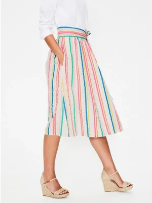 Boden Cathy Midi Skirt Multicolor Stripes Lined Size 6 White thumbnail 3