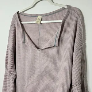 Free People We The Free Thermal Waffle Knit Dahlia Top Size Small Sweater thumbnail 5