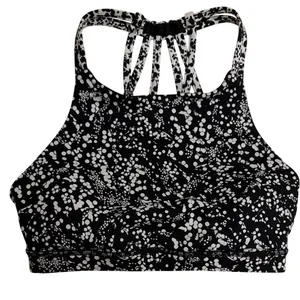 Lululemon Free To Be Serene High Neck Bra Black White Polka Dot Floral Strappy 2 thumbnail 1