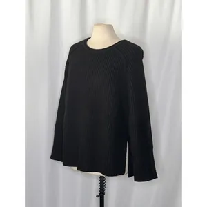 ZARA Wool Blend Solid‎ Black Shaker Knit Pullover Sweater Minimalist Medium thumbnail 8