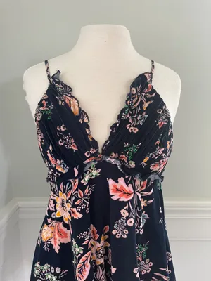 Free People Corduroy Ruffle Floral Mini Dress Size Xs! thumbnail 5
