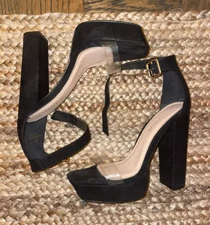 These Three Boutique Velvet Clear Heels thumbnail 1