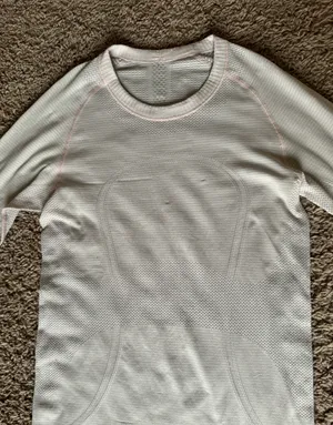 Lululemon Swiftly Tech Long Sleeve Shirt White and Light Pink thumbnail 2