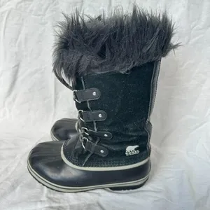 Sorel Joan of Arctic Black Leather Lace Up Winter Boots Outdoors Snow‎ Size 5 thumbnail 3
