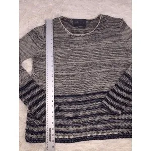 Paper Crane Urban Outfitters Grey Blue Striped Woven Long Sleeve Top Size Large thumbnail 5