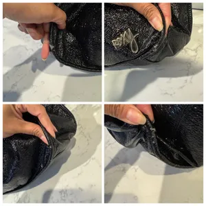 Roxy black crinkle-textured faux leather shoulder bag silver-tone hardware Y2K thumbnail 14