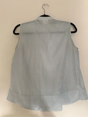 Vintage Light Blue Pinstripe Sleeveless Henley Camisole thumbnail 2