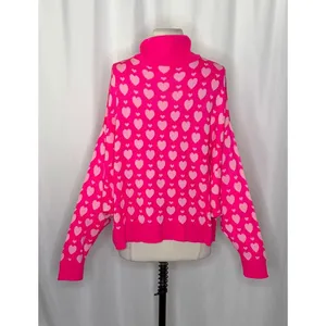 LILLY PULITZER Liggy Sweater Passion Fruit Pink Valentine‎ Heart Jacquard Small thumbnail 9