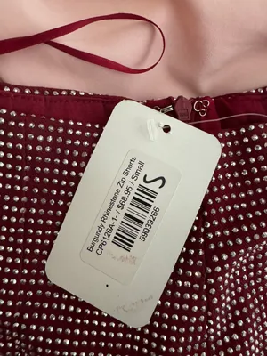 Burgundy Boutique Rhinestone Zip Shorts thumbnail 3