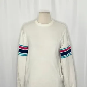Vintage MEISTER White Stripe Sleeves Sweater Pullover Knit Sporty Outdoors Small thumbnail 3