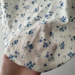 SHEIN Emery Rose Blue and White Ditsy Floral‎ Ruffle Shoulder Top thumbnail 4