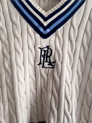 Lauren Ralph Lauren Logo Cricket Sweater S Cream Cable Knit Cotton LRL Preppy thumbnail 3