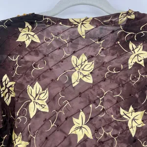 Y2K Boho Sheer Sequin Top Sz M Stevie Nicks Festival Embroidered Brown Indie thumbnail 8