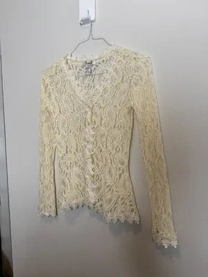 Cream Lace long sleeve Bohemian Chic Shirt thumbnail 5