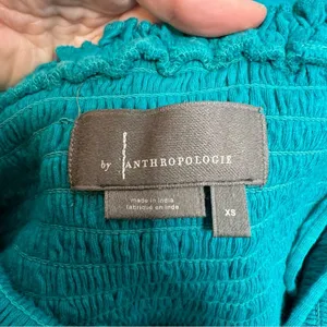 by‎ Anthropologie smocked bodice flounce hem maxi dress turquoise blue Sz XS thumbnail 5