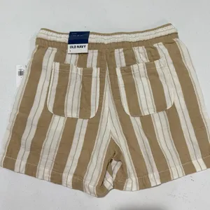 OLD NAVY Tan‎ White Striped Soft Beachy Coastal Classic Shorts SZ S New thumbnail 3