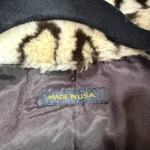 Vintage Faux Fur Coat Leopard Print Lined Oversized Mobwife Old Money 90s‎ USA thumbnail 5