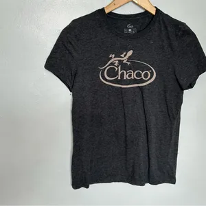 Chaco Women's Charcoal and Pink Logo Tee thumbnail 3