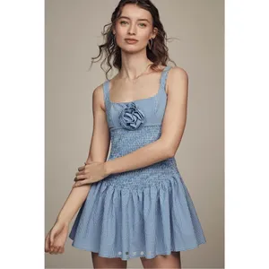 Maeve Smocked Rosette Drop-Waist Mini Dress-NWT thumbnail 2