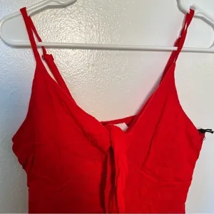 Japna Women's Size Medium Tank Top Red Faux Button Tie Front‎ Smocked 31027S thumbnail 2