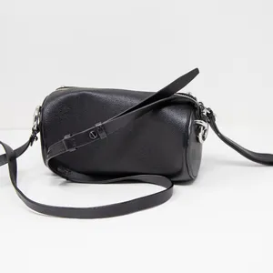Rebecca Minkoff Barrel Circular Long Genuine Leather Crossbody Purse Bag Black thumbnail 4