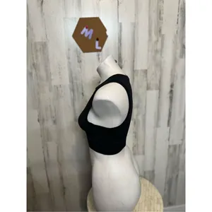Bozzolo Black Crop Top Womens Medium Ribbed Athletic Tank Sleeveless Stretch thumbnail 5