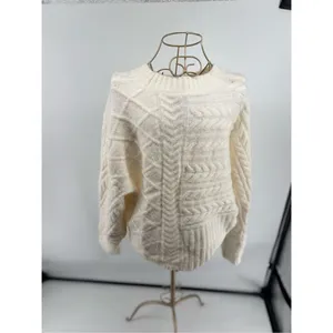 Abercrombie & Fitch Cable Knit Crewneck Sweater S/M Cream Chunky Knit thumbnail 10
