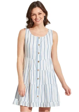 MIA & Tess Blue and White Striped Sleeveless Dress thumbnail 1