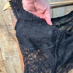Black Lace Trim Cami Corset Style Size Medium Whimsygoth Grunge Y2K Coquette thumbnail 3