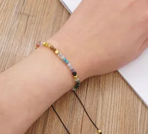 Bohemian Multicolor Crystal Agate 3mm Beads Adjustable Bracelet Multiple thumbnail 4