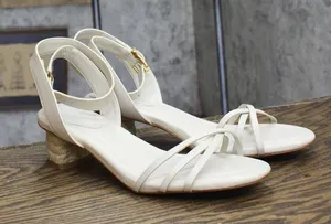 Schutz Womens Alexandra Mid Block Sandals Pearl Off White 10B thumbnail 1