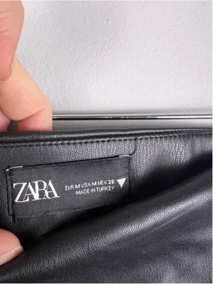 Zara Black Faux Leather Draped Mini Skirt M Vegan Leather Ruched Goth Glam thumbnail 6