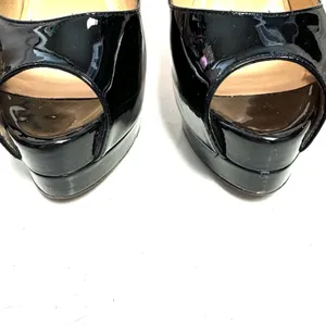 Christian Louboutin Black Patent Leather Platform Heels Size Eur 37.5/ US 7.5 thumbnail 2
