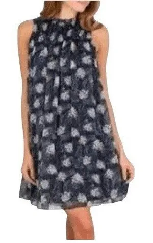 🆕 JOIE Limited Edition‎ Blue Baltic Print Smocked High Neck Dress NWOT Size L thumbnail 1