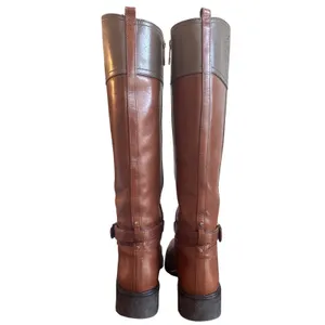 Tory Burch Daniela Cognac Leather Riding Boots Lug Sole Logo 10.5 thumbnail 3