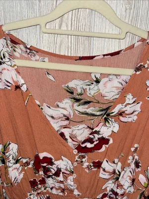 Rust Floral V-Neck Smocked Midi Dress thumbnail 2