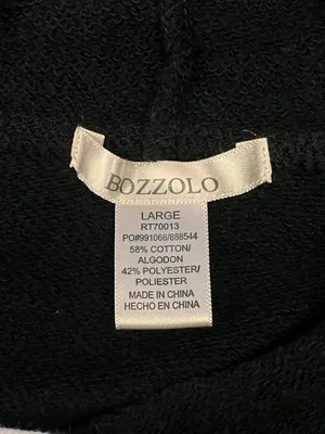 Bozzolo Hoodie Womens Large Navy Cropped Pullover Sweatshirt Red White Trim thumbnail 5