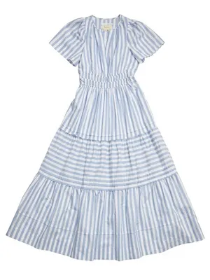 NWT Anthropologie Somerset Maxi in Sky Blue White Striped Cotton Tier Dress S thumbnail 3