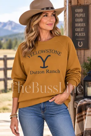 FACDIBY Yellowstone Dutton Ranch Sweatshirt Women XL Brown Western Cowboy NWT thumbnail 2