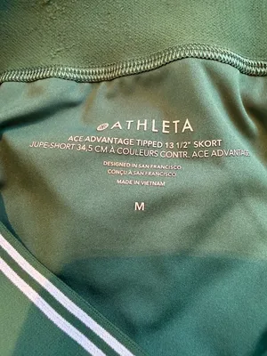 Athleta Ace A Lined Tipped Skort Tennis Skirt Green with White Size Medium thumbnail 7