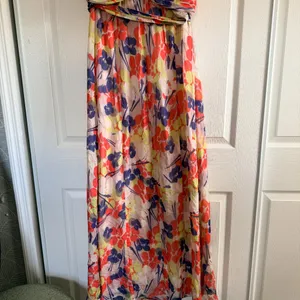 Rubber Ducky Floral Strapless Maxi Dress LARGE thumbnail 3