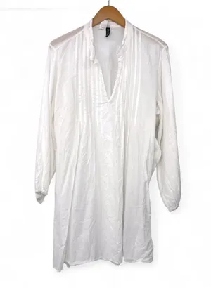 RALPH LAUREN | L |Split Neck Pintuck Pleated Top Tunic Swim Cover Up Oversized thumbnail 2