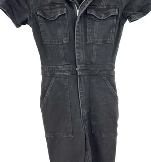 Good American Fit For Success Zippered Jumpsuit In Black099 Denim Size 1 / Small thumbnail 5