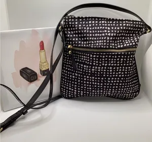 Cross body purse Black and white pattern with Gold Plated Hardware thumbnail 1