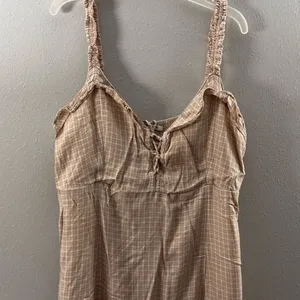 American Eagle Women‎ Beige Plaid Mini dress size L thumbnail 2